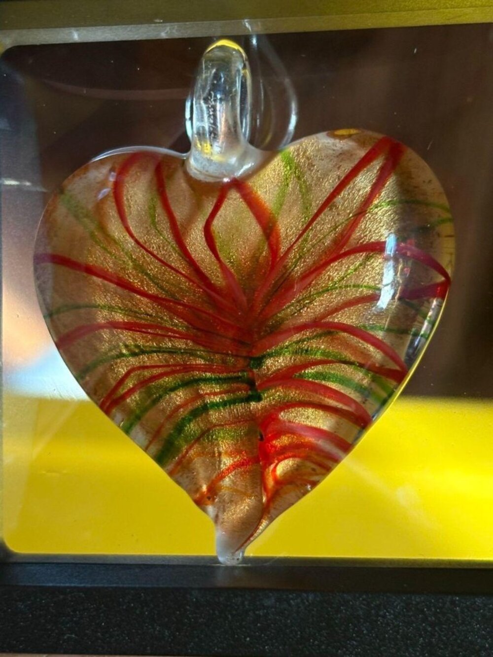 Exquisite Hand-Blown Art Glass Heart Pendant
